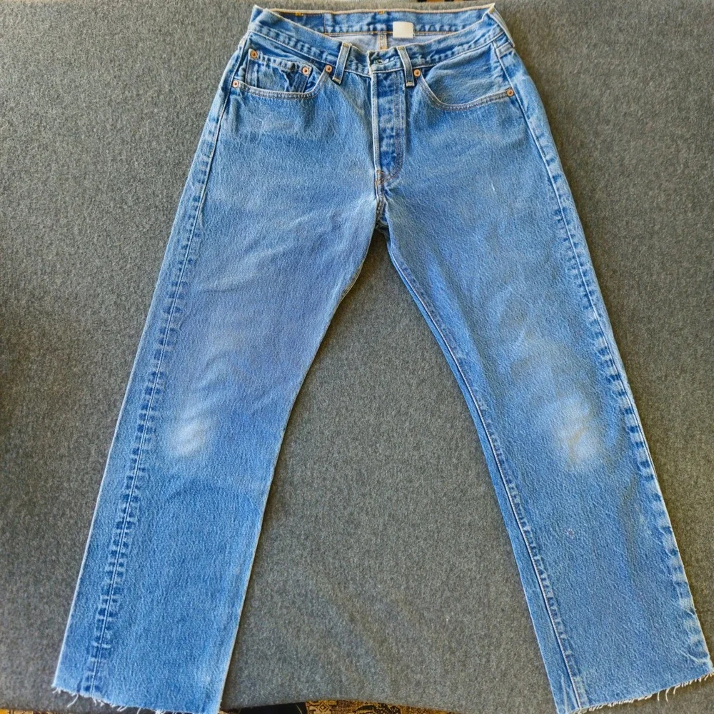 Vintage 90s Levi's 501 XX Button Fly Faded Raw Hem Jeans Label 30x36 Act 30x28.5